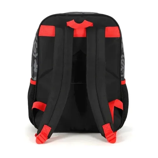 Detalhes da mochila Luxcel Enaldinho com zíper e estampa colorida